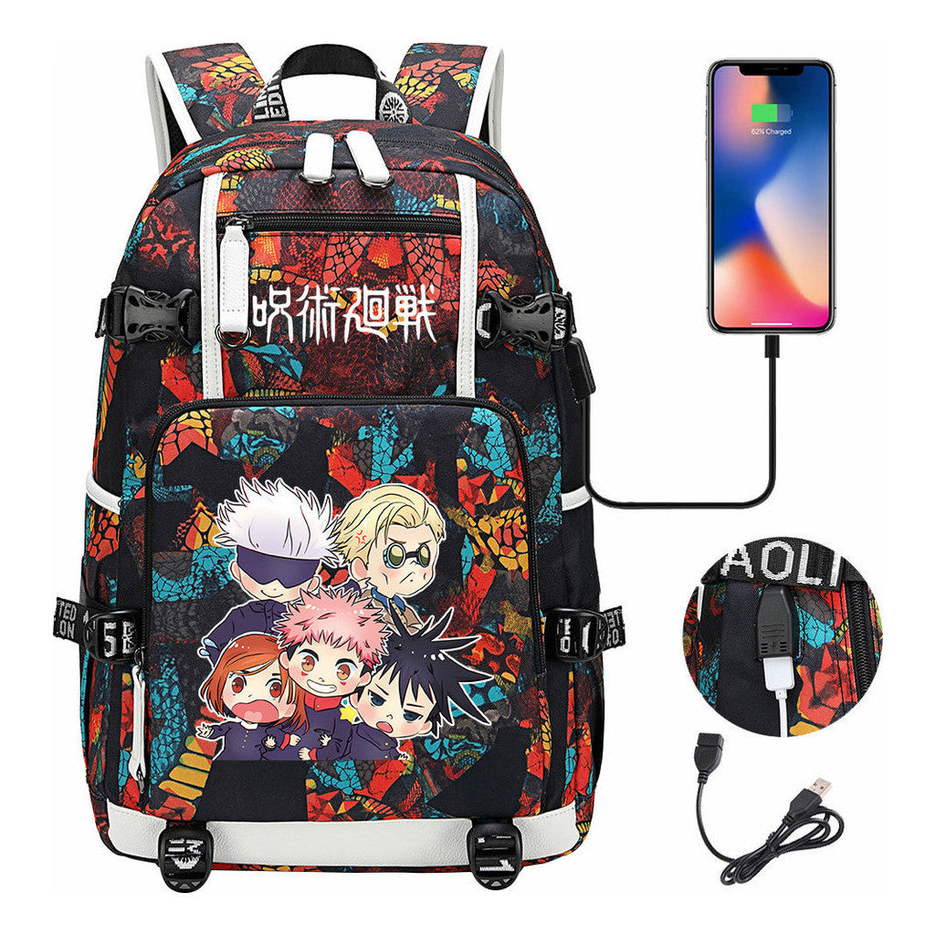 Printed Usb Youth Student Backpack For Men And Women's Leisure Large Capacity Travel Backpack