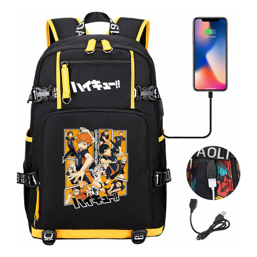 Volleyball Youth Usb Large Capacity Youth Student School Bag Men's And Women's Leisure Travel Backpack