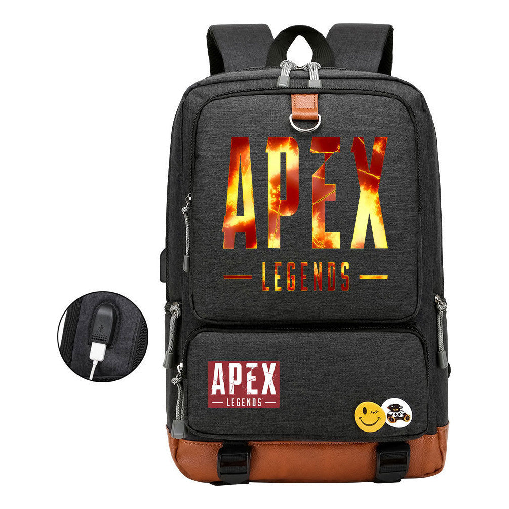 Apex Hero Print Usb Youth School Bag Leisure Travel Backpack