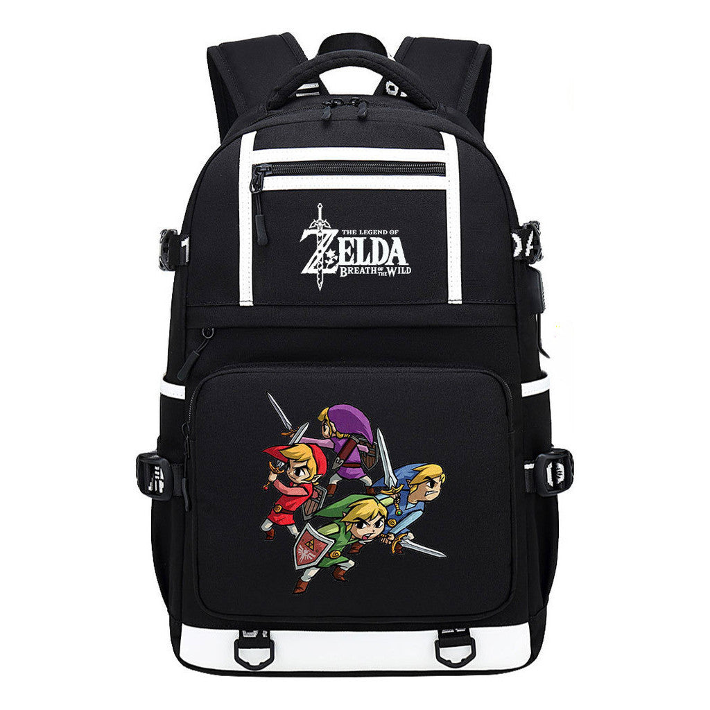 Legend Of Zelda Printed Usb Youth School Bag Backpack Leisure Travel Bag