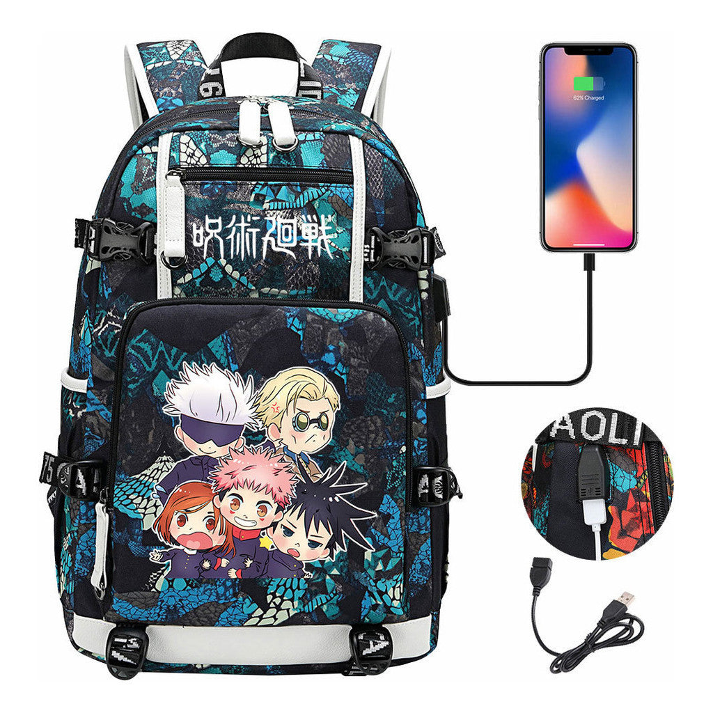 Printed Usb Youth Student Backpack For Men And Women's Leisure Large Capacity Travel Backpack