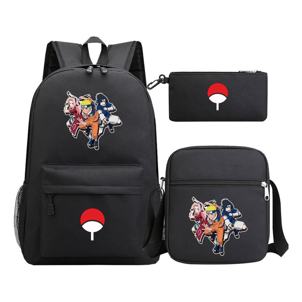 Anime Naruto Starry Sky Youth School Bag Three Piece Set For Men And Women Backpack Set
