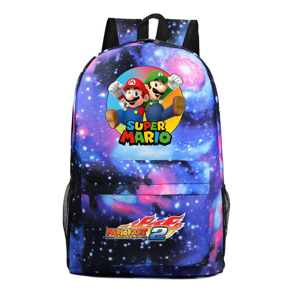 Super Mario Starry Sky Student Backpack For Men And Women's Leisure Travel Backpack