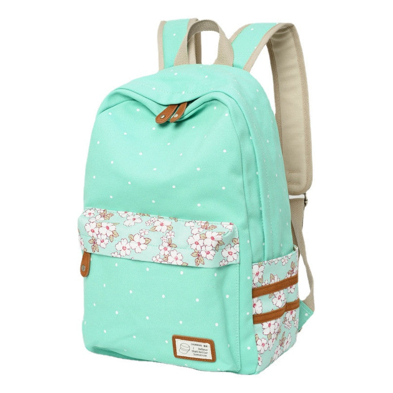 Anime Cartoon Cheshire Cat Print Youth Student Backpack With Floral Casual Backpack