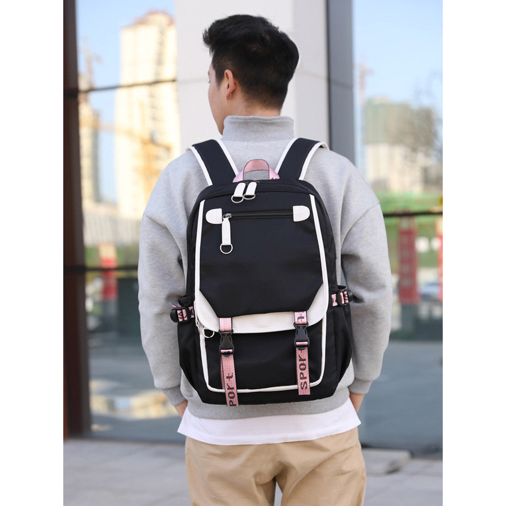 My Heroes Academy Usb Student Backpack, Casual Woven Strap Flip Back Backpack