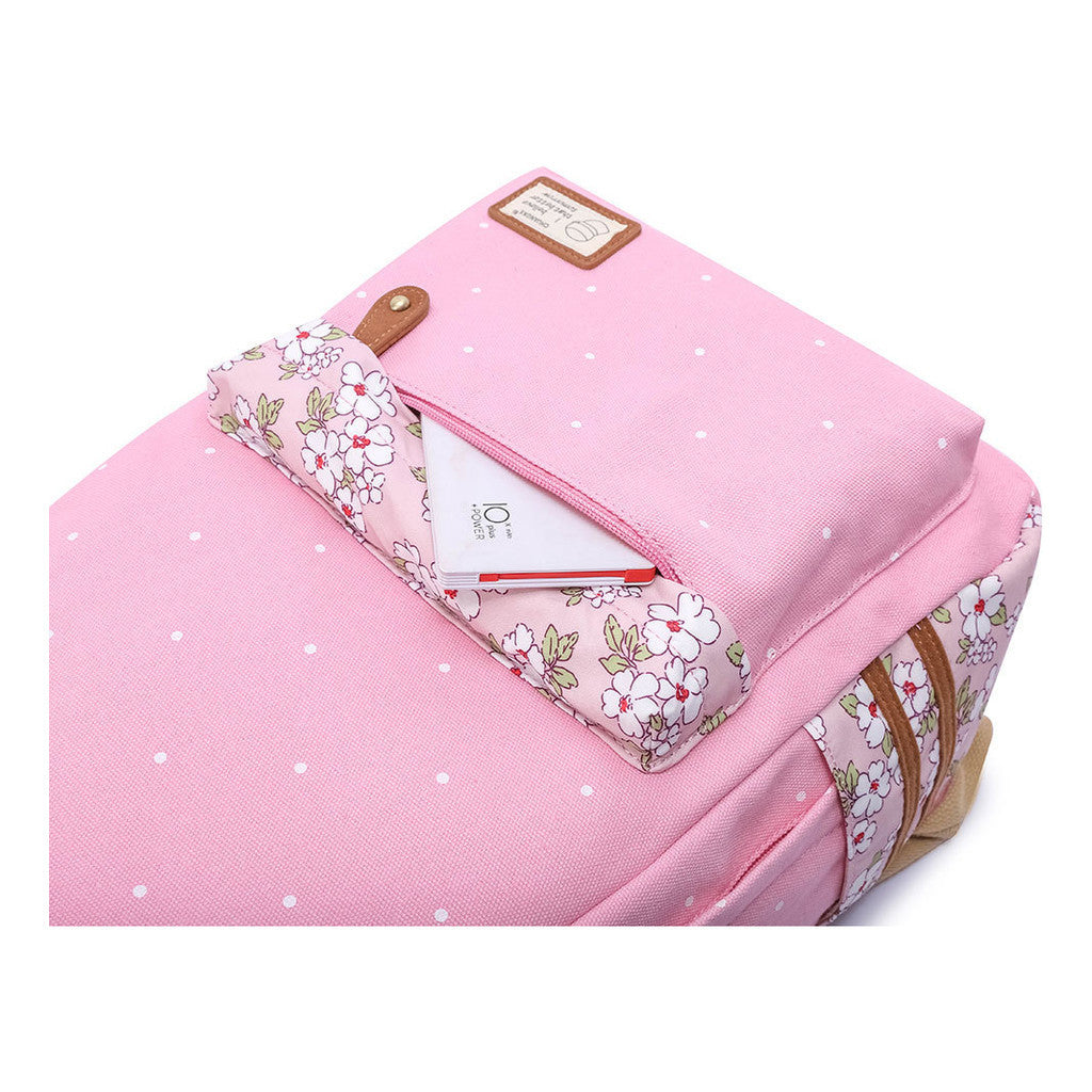 Teenage Student Backpacks, Floral Canvas, Girl Shoulders
