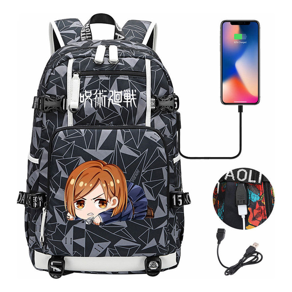 Printed Usb Youth Student Backpack For Men And Women's Leisure Large Capacity Travel Backpack