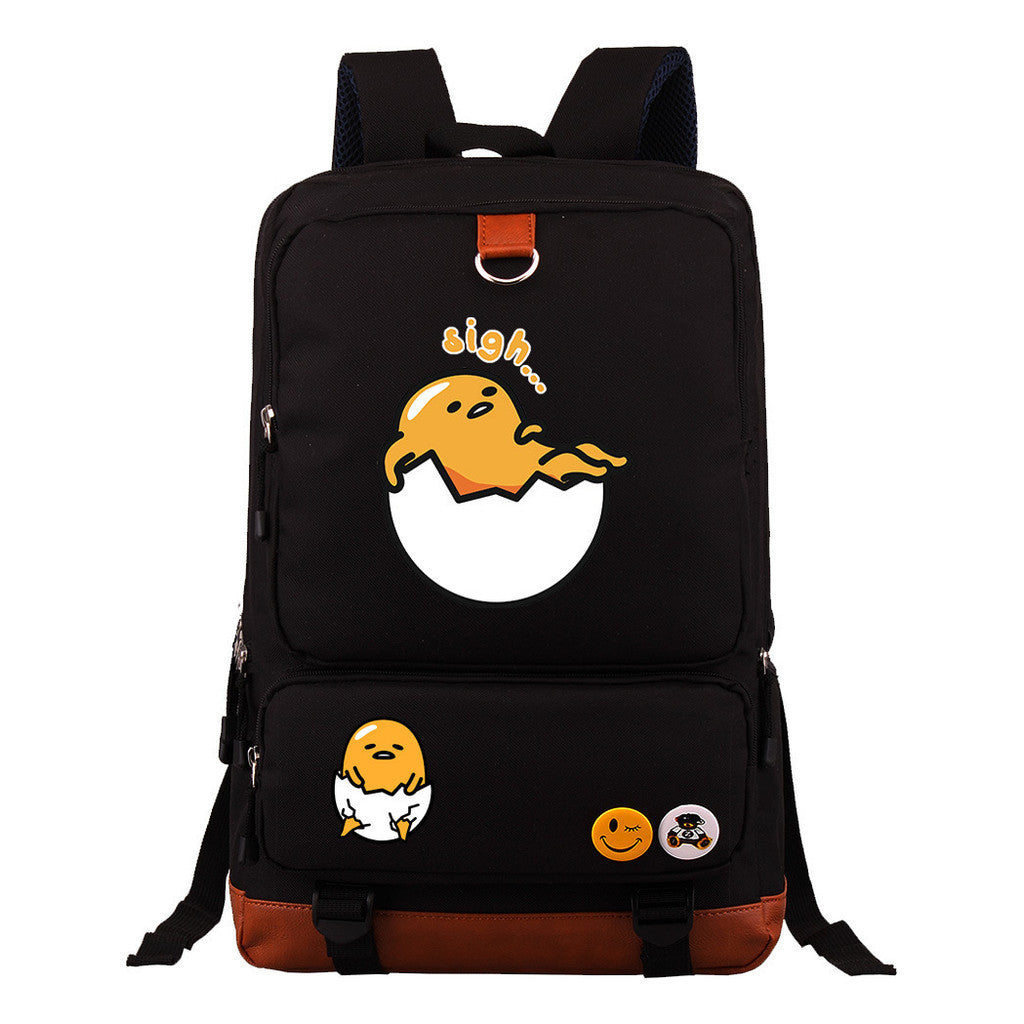 Cartoon Anime Lazy Egg Youth Student Backpack, Large Capacity Travel Bag, Boy's And Girl's Backpack