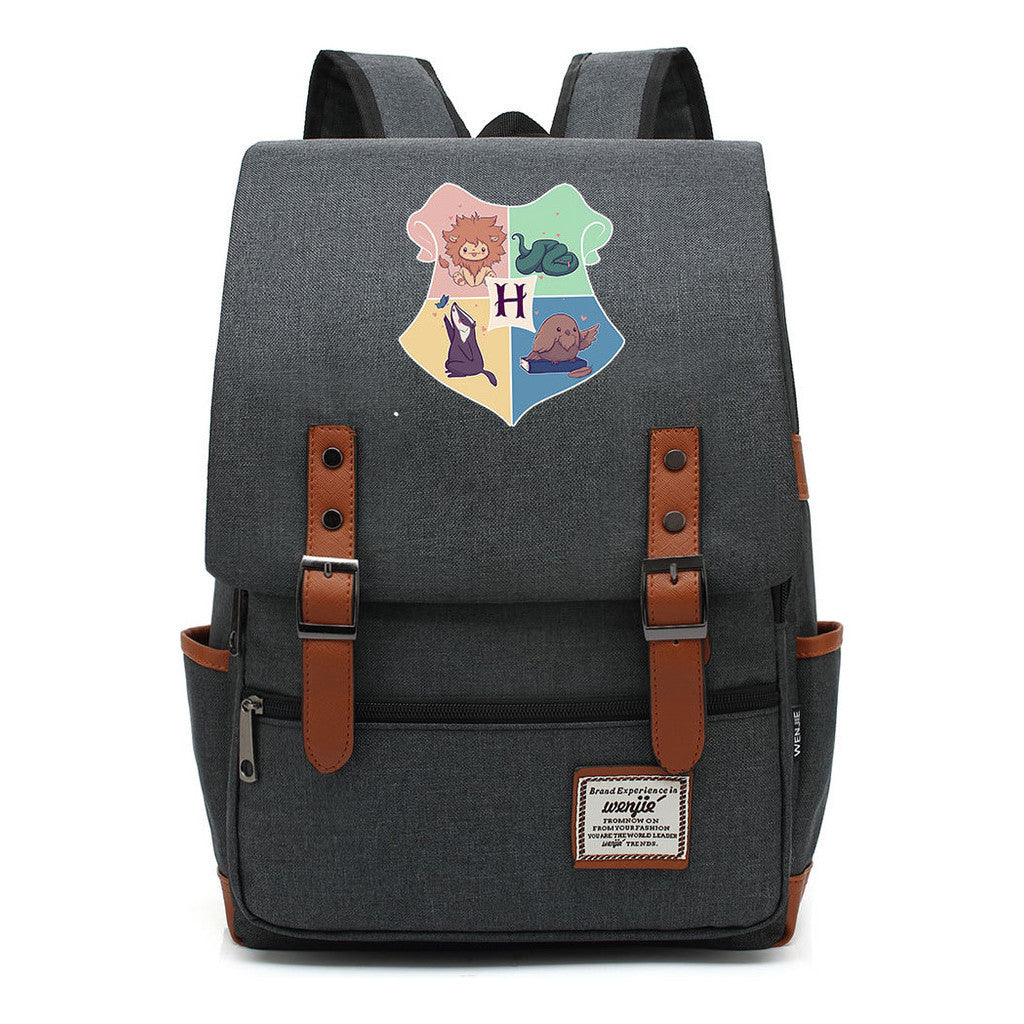 School Of Magic Printed Schoolbags For Young Students, Casual Belt Buckles And Classic Backpacks