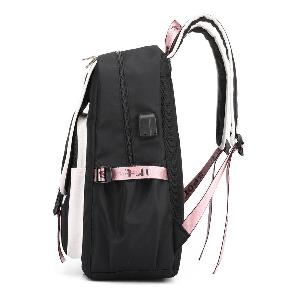 Comic Cartoon Fashion Usb Youth Student Backpack With Casual Woven Strap Flip Back Backpack