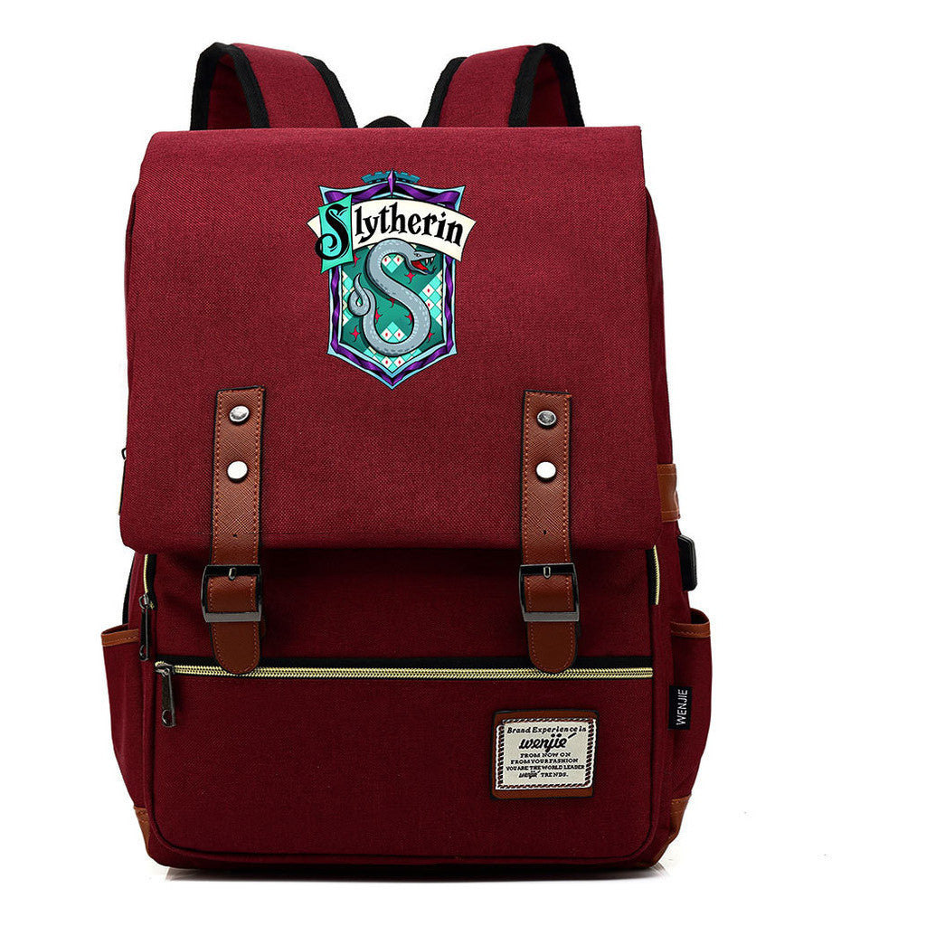 School Of Witchcraft And Wizardry Student Backpack Usb Men's And Women's Leisure Belt Buckle Backpack