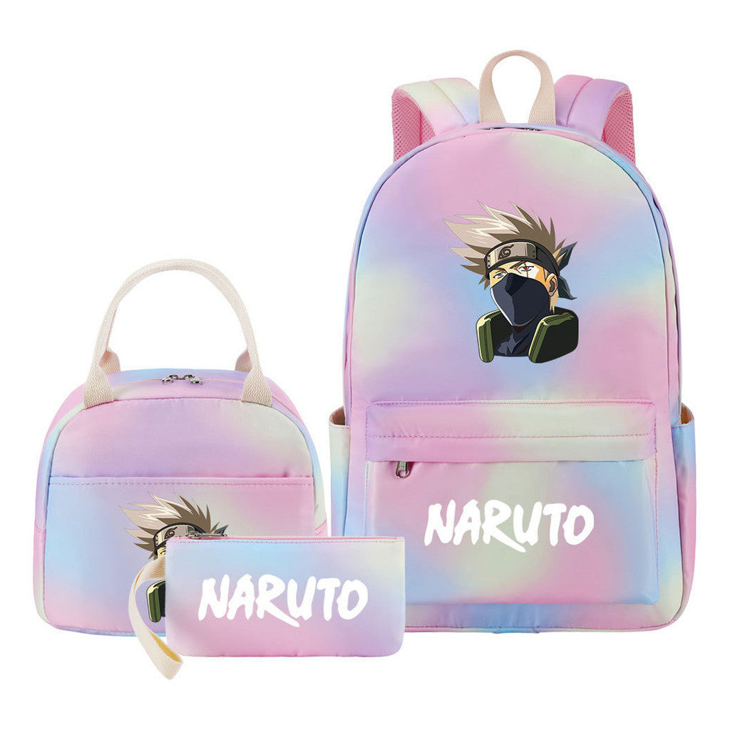Naruto Teenage Student Girls School Bag Lunch Bag Three Piece Set Backpack Set