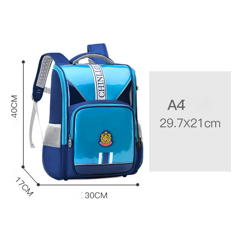 Shiny Leather Waterproof Elementary School Backpack With Anti Slip Foot Nails