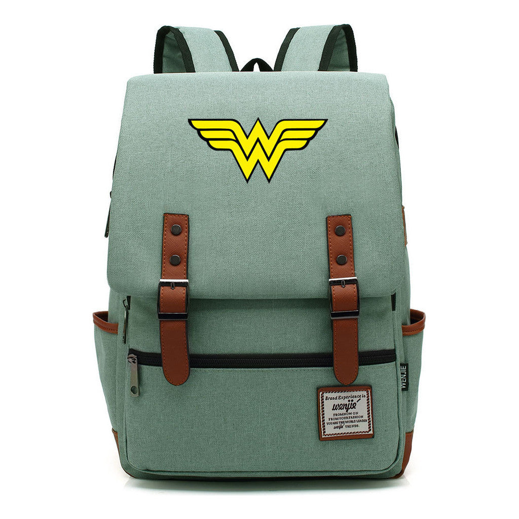 Anime Wonder Woman Printed Youth Student School Bag Men's And Women's Leisure Belt Buckle Backpack