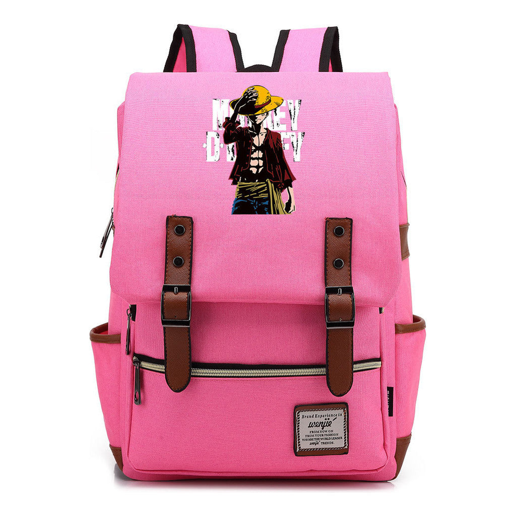 Anime Pirate King Luffy Printed Student Backpack For Men And Women With Casual Belt Buckle Classic Backpack