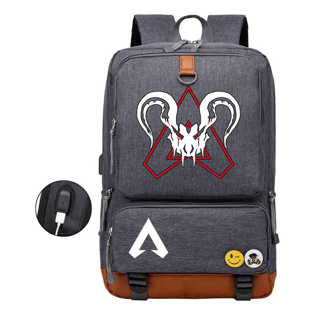 Apex Hero Print Usb Student Backpack Casual Backpack