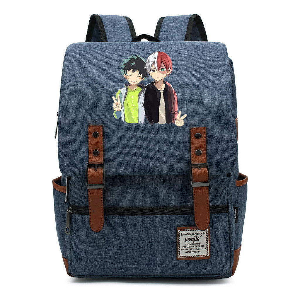 Anime My Heroes Academy Printed Youth Student School Bag Casual Belt Buckle Classic Backpack
