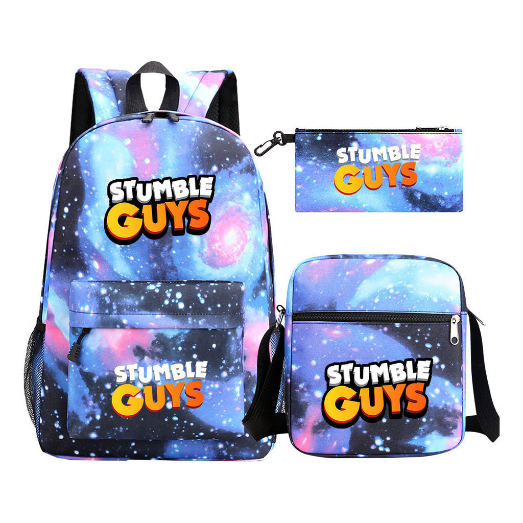 Three piece printed student backpack set for boys and girls, backpack set