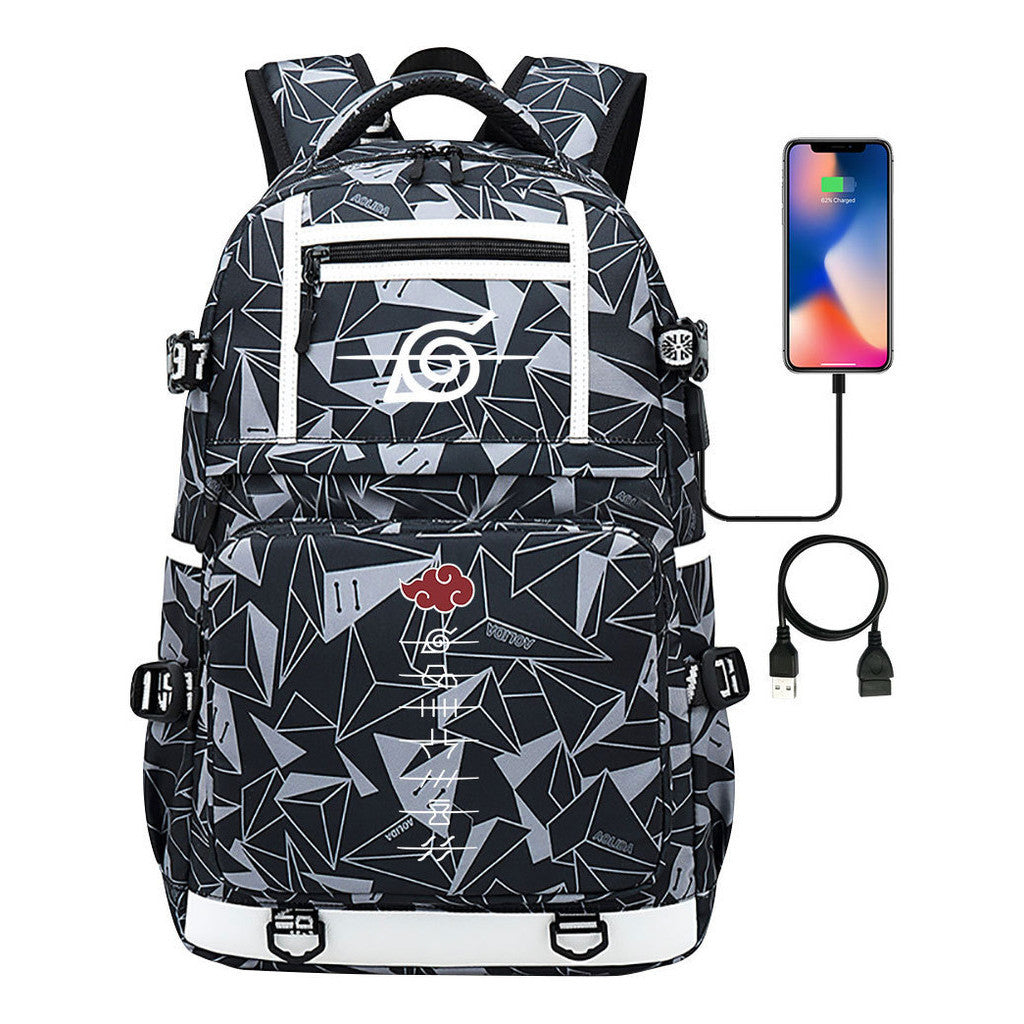 Fashionable Naruto Usb Youth Student School Bag Men's And Women's Backpack Leisure Travel Bag