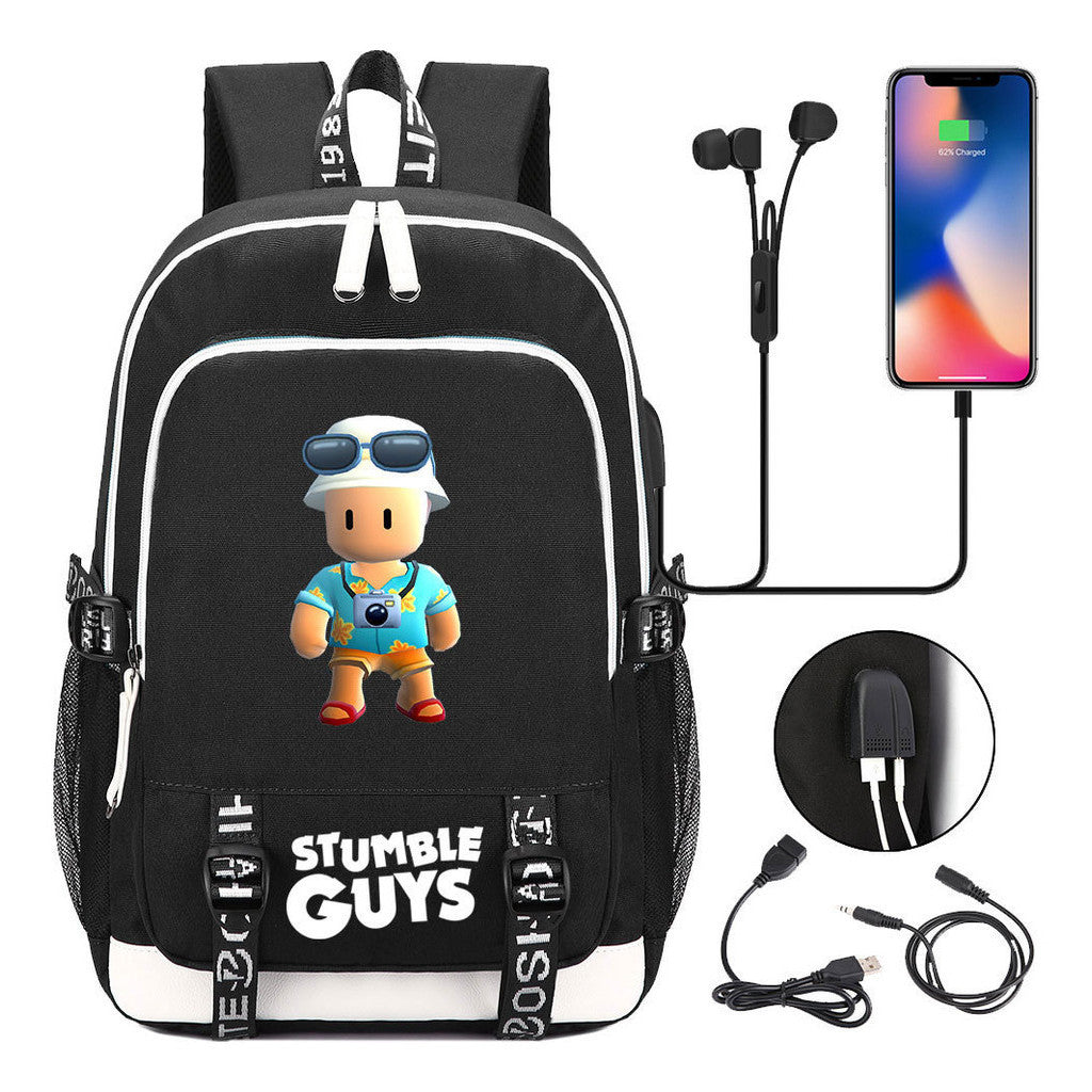 Printed Student Backpack Usb Men's And Women's Leisure Backpack