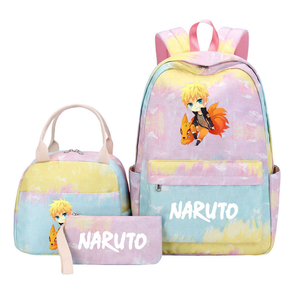 Naruto Teenage Student Girls School Bag Lunch Bag Three Piece Set Backpack Set