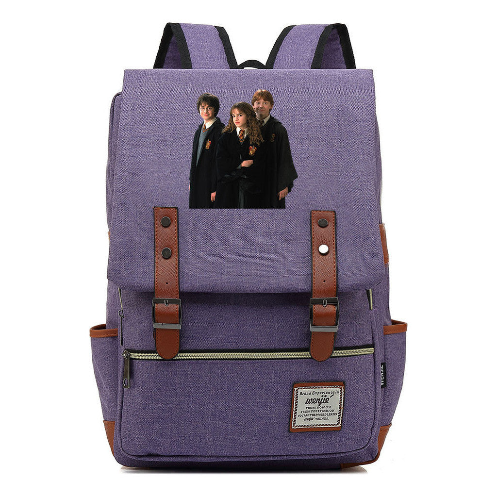 Academy Of Magic Print Teen Student School Bag For Men And Women Casual Belt Buckle Classic Backpack