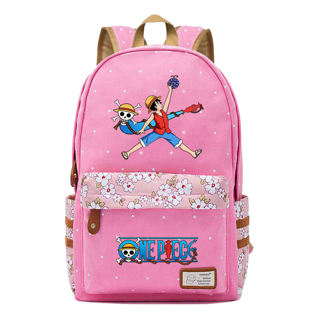 Anime Pirate King Lufei Printed Student School Bag Fragmented Flower Leisure Backpack