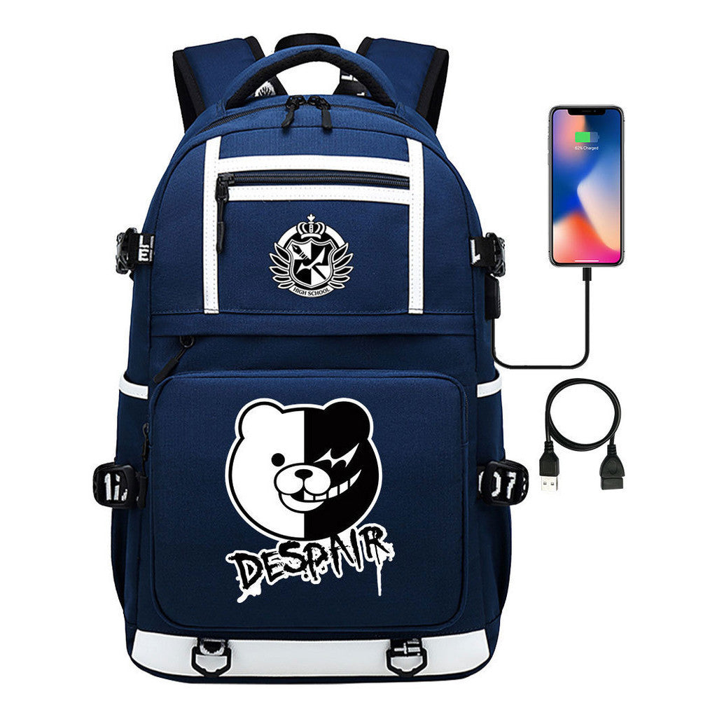 Cartoon Cartoon Printed Usb Youth Student Backpack Men's And Women's Backpack Leisure Travel Backpack