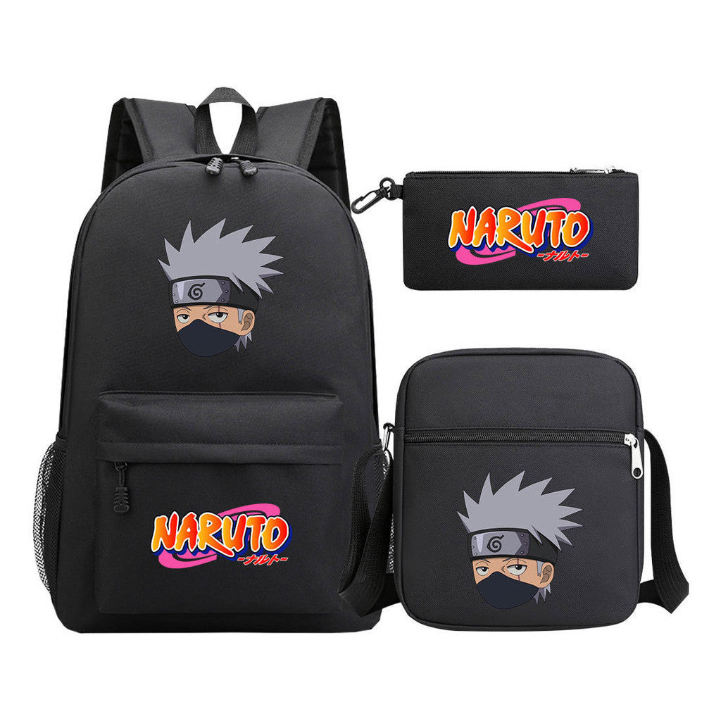 Anime Naruto Starry Sky Student School Bag Three Piece Set For Men And Women Backpack Set