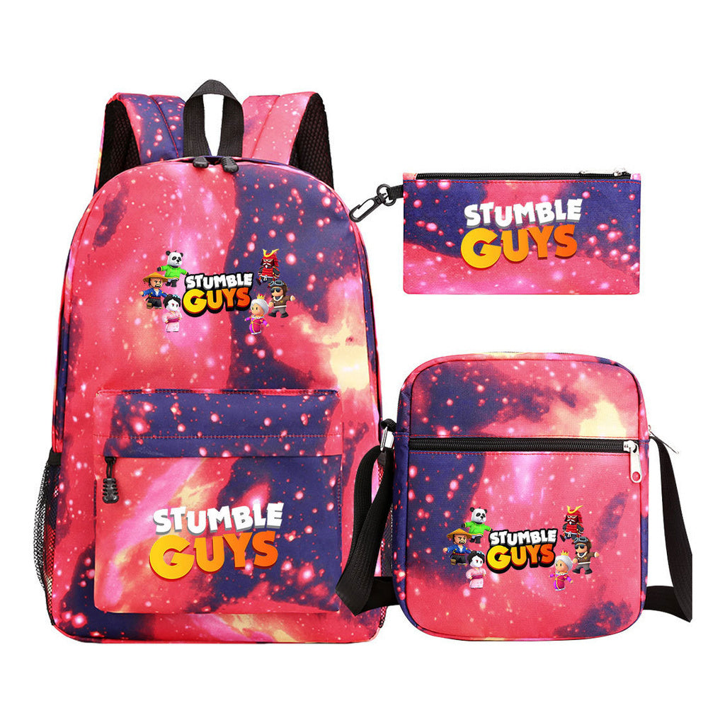 Three piece printed student backpack set for boys and girls, backpack set
