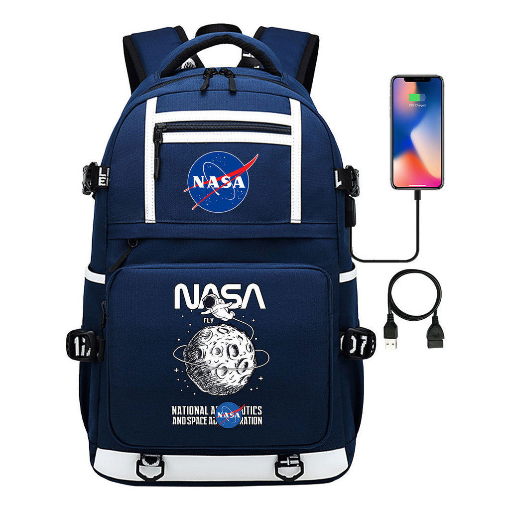 Fashionable Space Printed Usb Student Backpack Backpack Leisure Travel Backpack