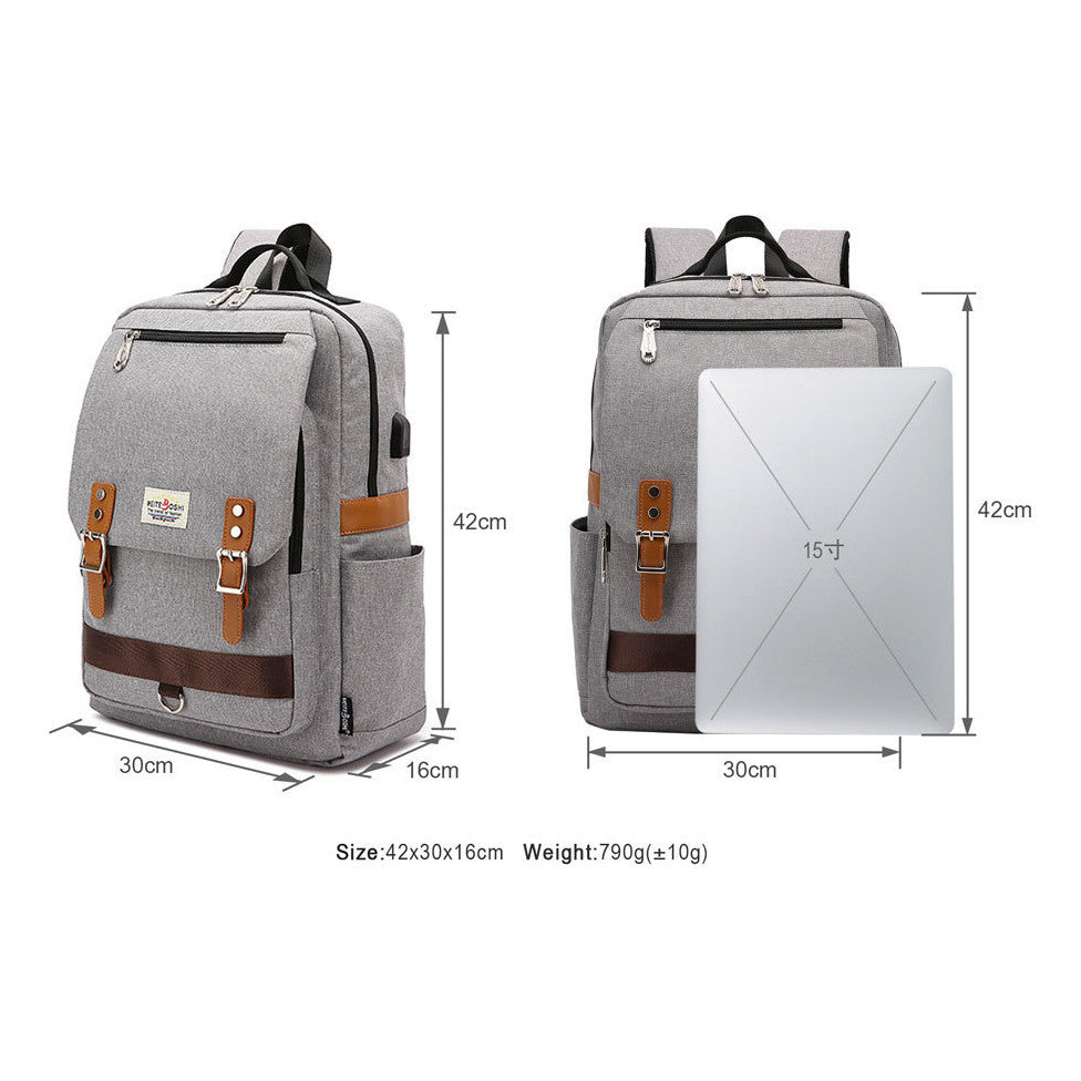 Usb Magnetic Buckle Student Backpack For Men And Women, Youth Leisure Backpack