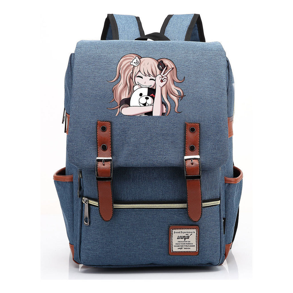 Printed Teenage Student Backpack For Men And Women With Casual Belt Buckle Classic Backpack