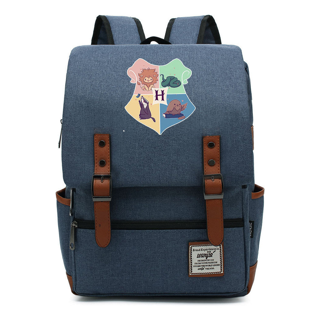 School Of Magic Printed Schoolbags For Young Students, Casual Belt Buckles And Classic Backpacks