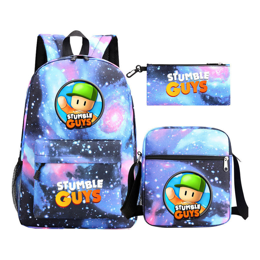 Printed Youth Student School Bag Three Piece Set Men's And Women's Shoulder Set Backpack
