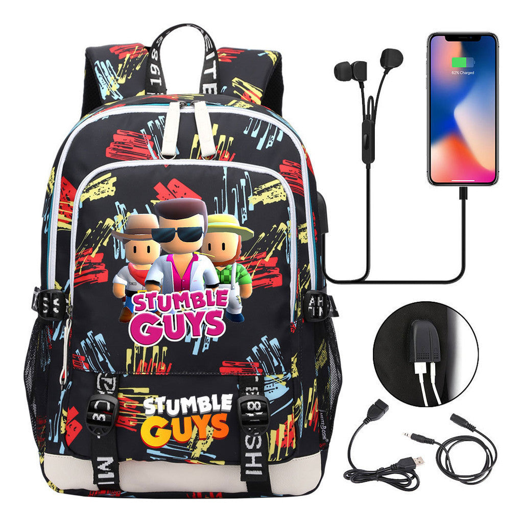 Printed Student Backpack Usb Leisure Backpack