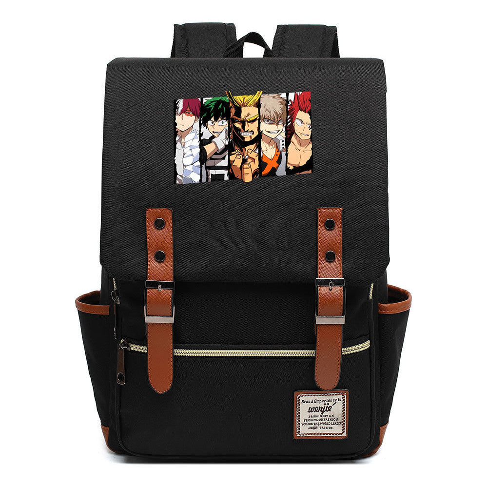 Anime My Heroes Academy Printed Youth Student Backpack Men's And Women's Leisure Belt Buckle Classic Backpack