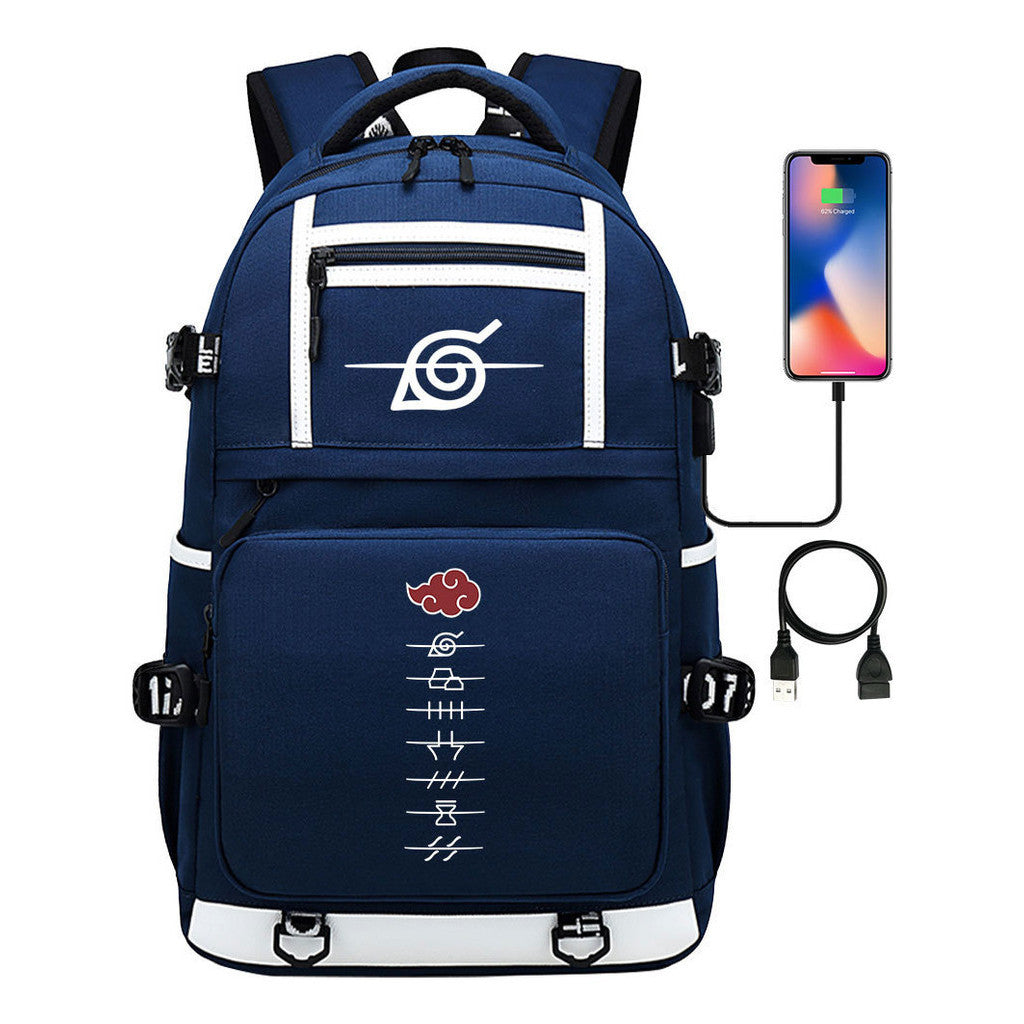 Fashionable Naruto Usb Youth Student School Bag Men's And Women's Backpack Leisure Travel Bag
