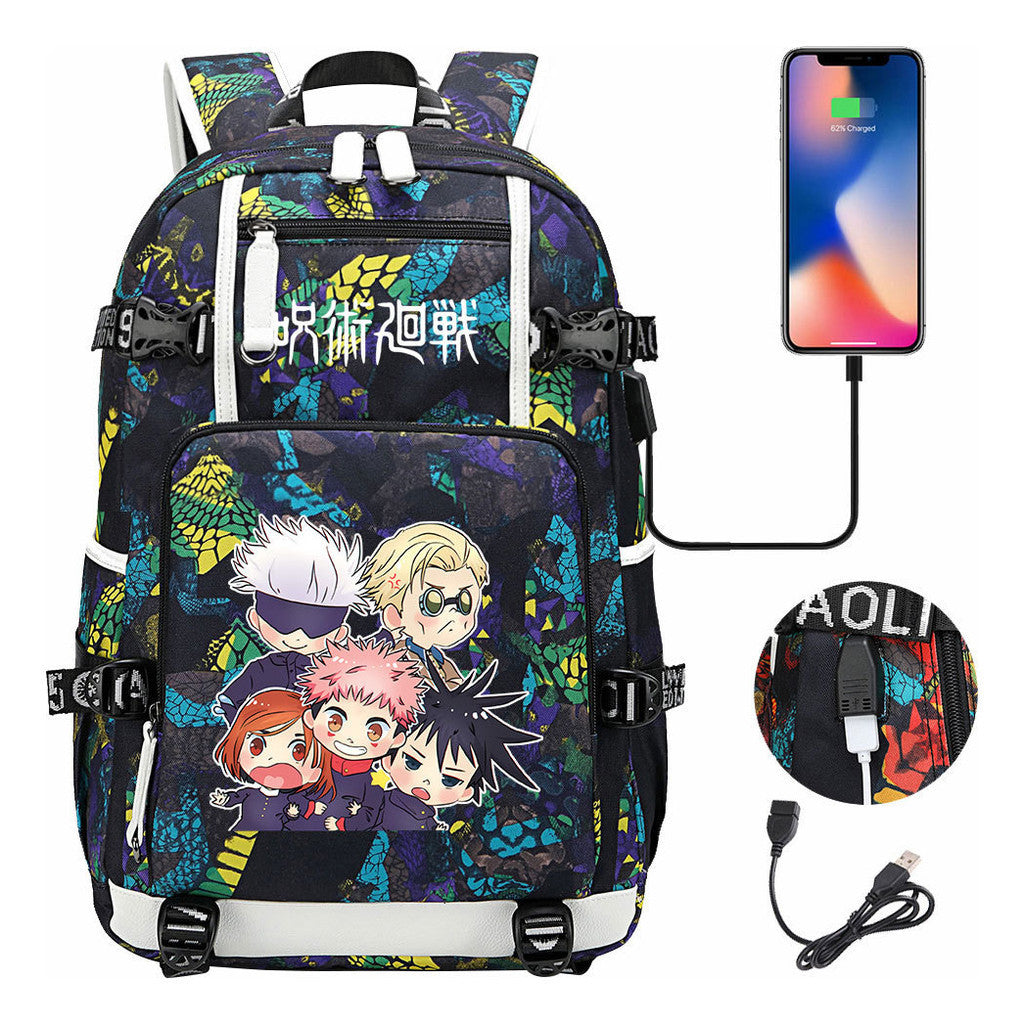 Printed Usb Youth Student Backpack For Men And Women's Leisure Large Capacity Travel Backpack