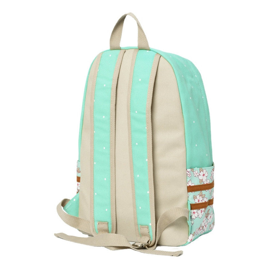 Anime Cartoon Cheshire Cat Print Youth Student Backpack With Floral Casual Backpack