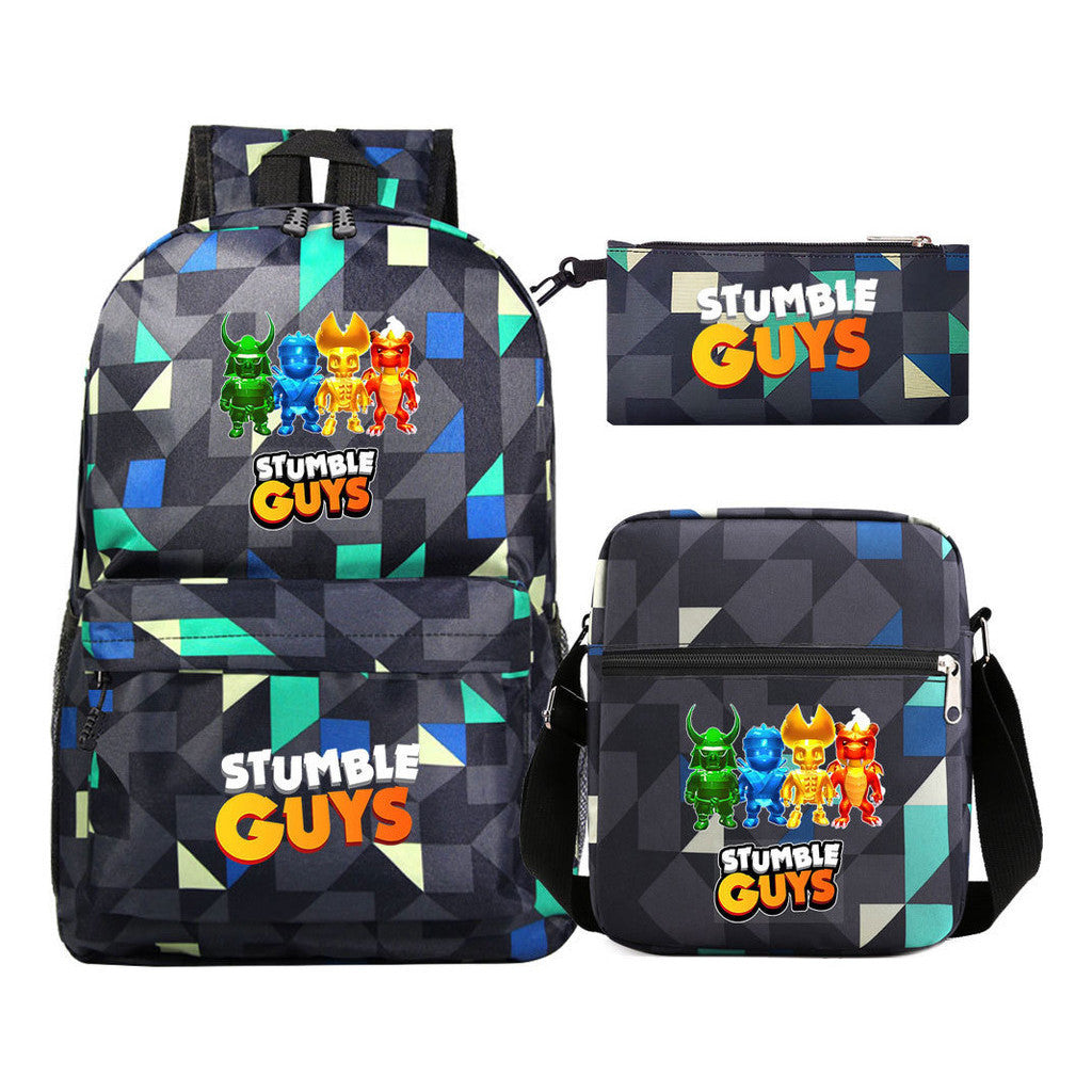 Printed Youth Student School Bag Three Piece Set Men's And Women's Shoulder Set Backpack