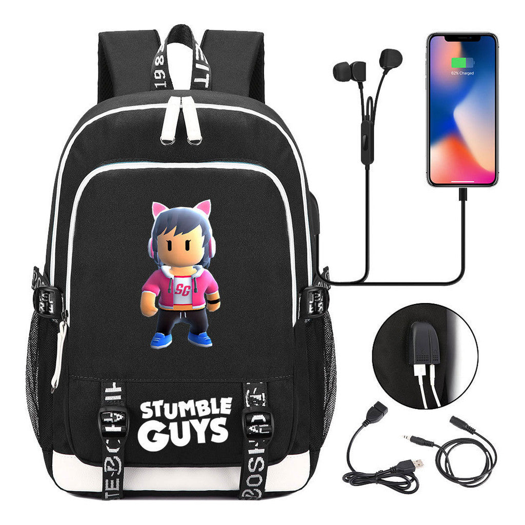Printed Student Backpack Usb Men's And Women's Leisure Backpack