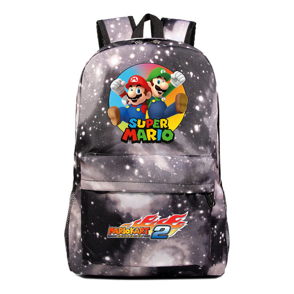 Super Mario Starry Sky Student Backpack For Men And Women's Leisure Travel Backpack