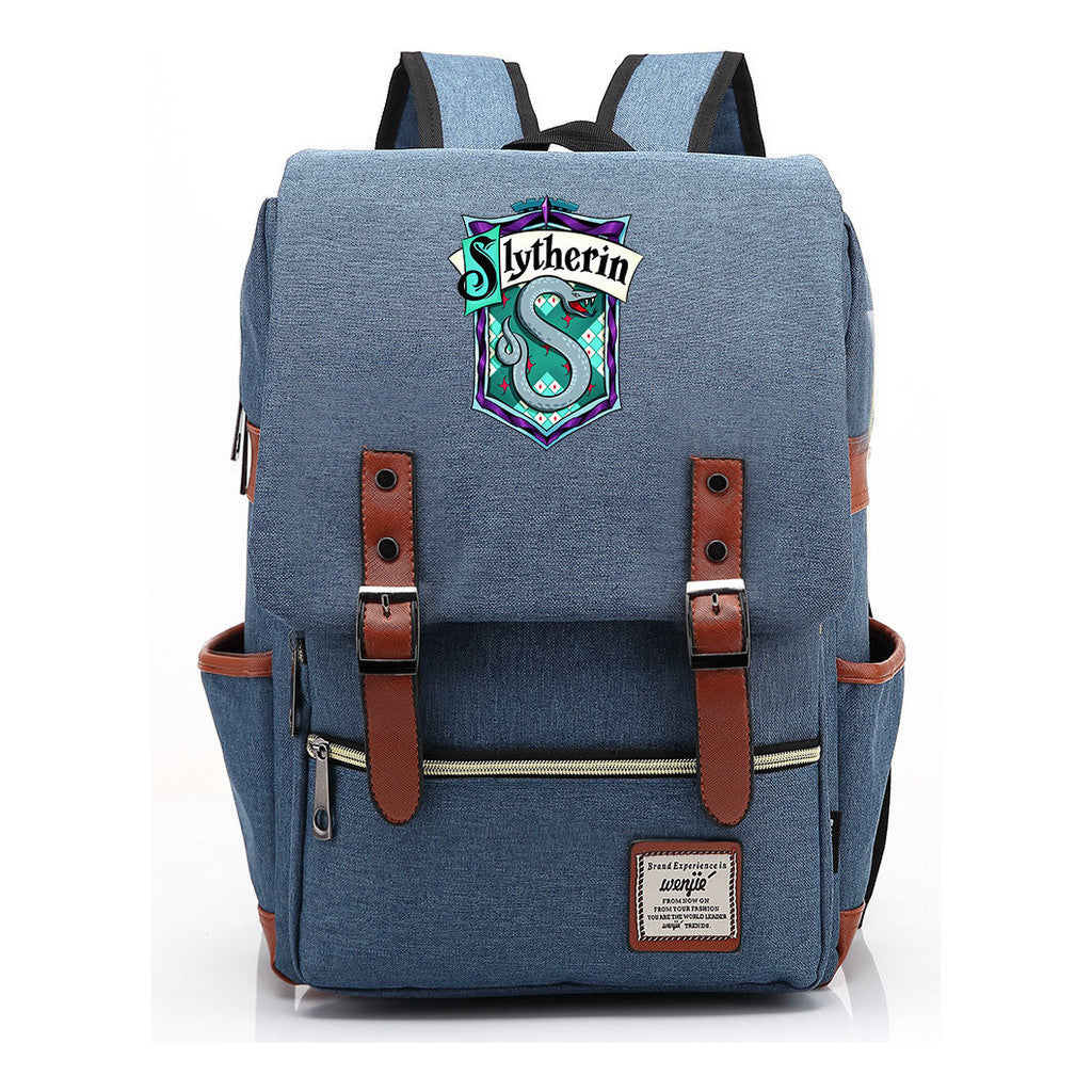 School Of Witchcraft And Wizardry Printed Youth Student School Bag Casual Belt Buckle Classic Backpack