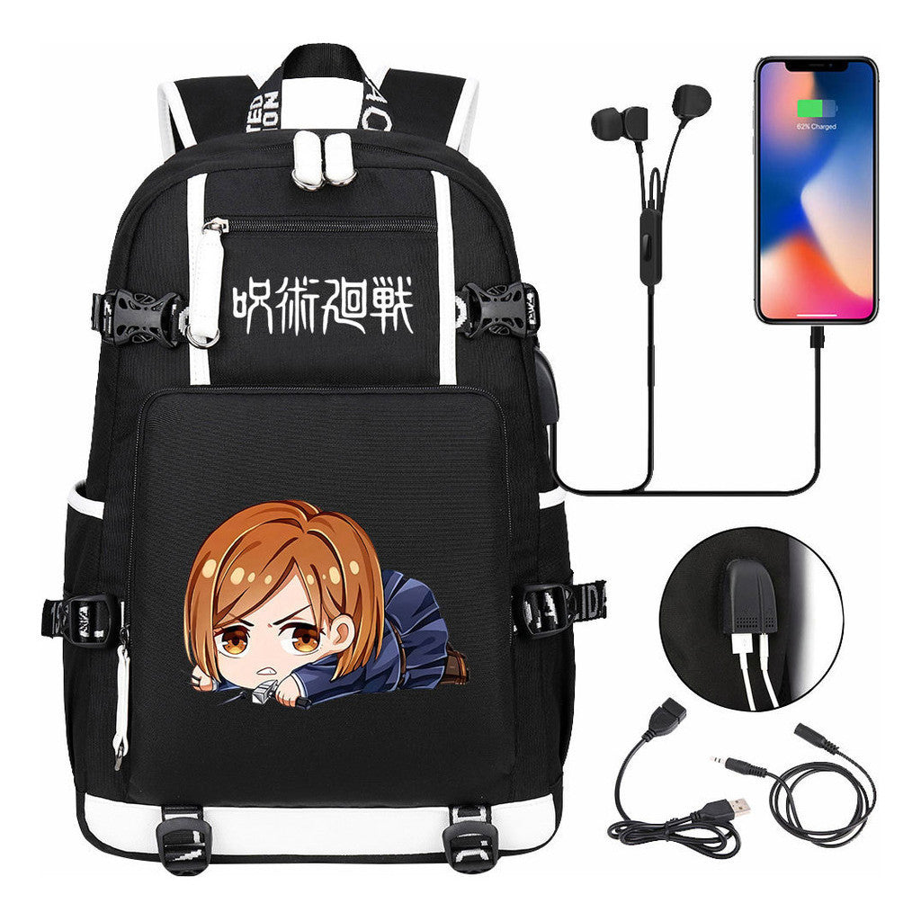 Printed Usb Youth Student Backpack For Men And Women's Leisure Large Capacity Travel Backpack