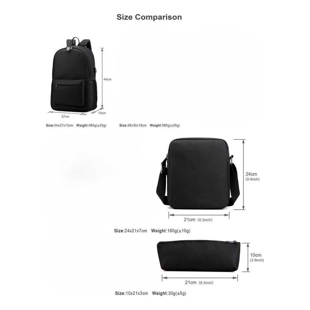 Naruto Usb Password Lock Youth Student Backpack Three Piece Set Backpack Set