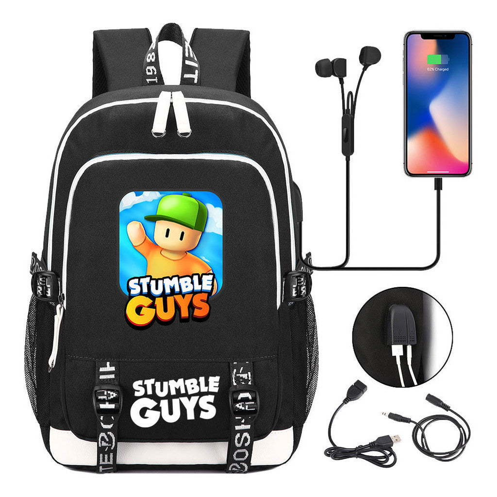Printed Student Backpack Usb Men's And Women's Leisure Backpack