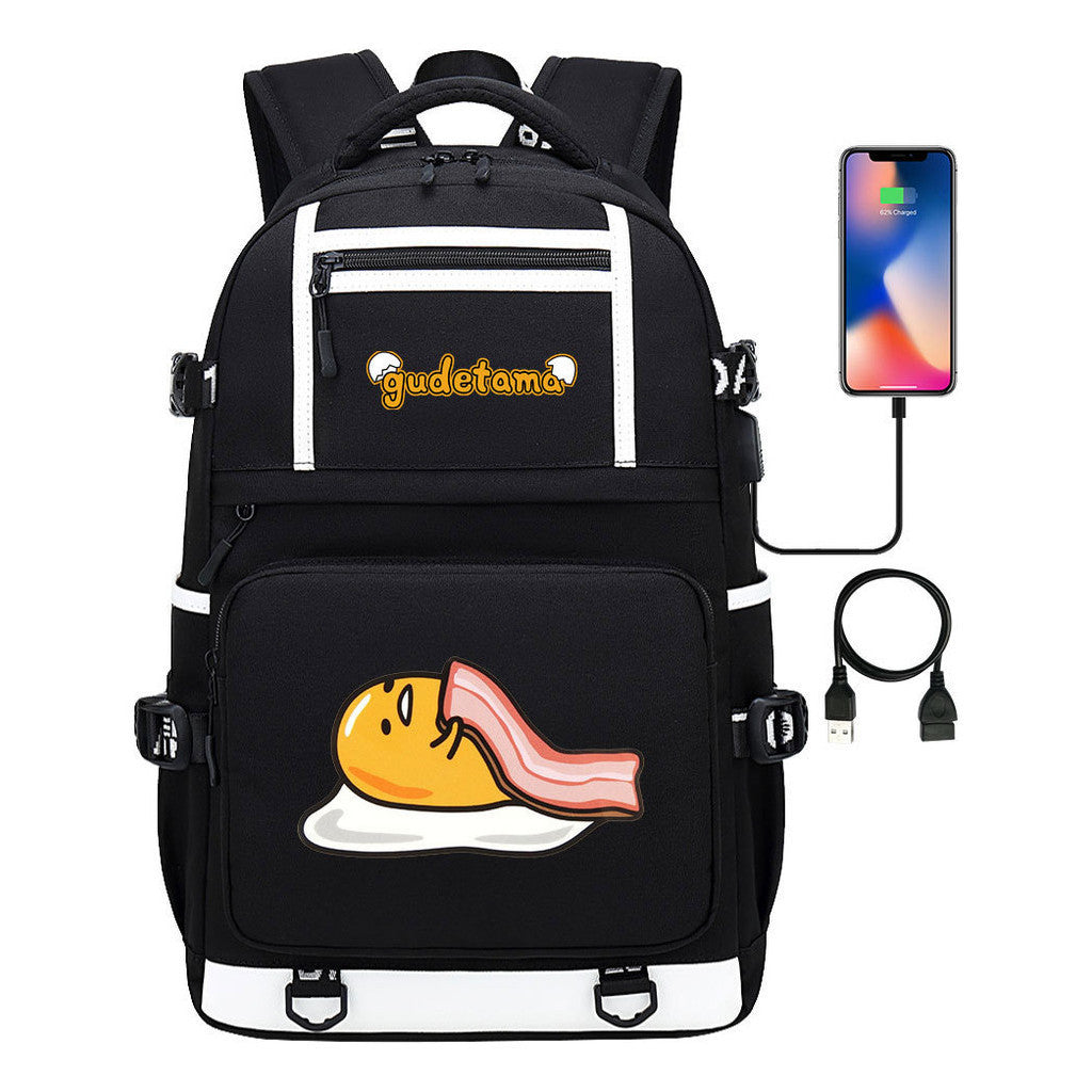 Cartoon Cartoon Lazy Egg Usb Student Backpack Backpack Leisure Travel Bag