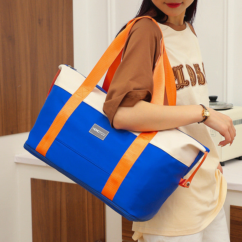 Contrast Color Luggage Bag, Travel Bag, Large Capacity Wet Dry Separation Sports And Fitness Bag, Shoulder Bag