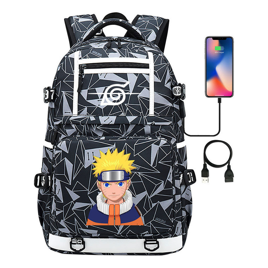 Fashionable Naruto Usb Youth Student School Bag Men's And Women's Backpack Leisure Travel Bag